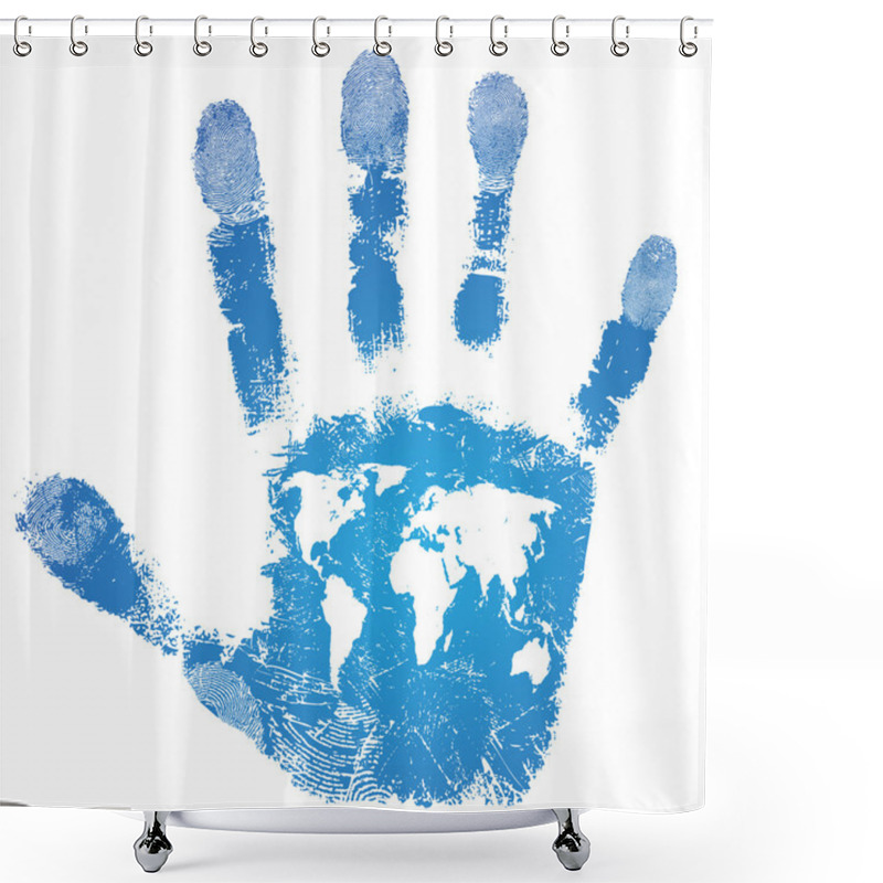 Personality  Hand World Map Print Shower Curtains