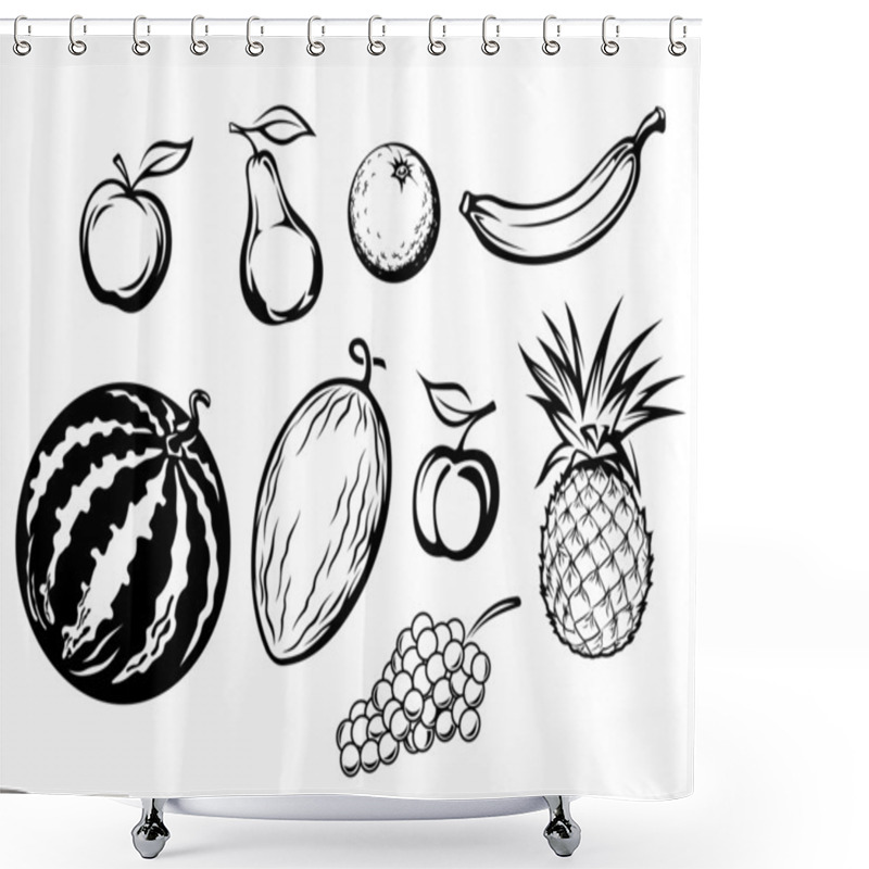 Personality  Set Of Isolated Fresh Fruits Shower Curtains