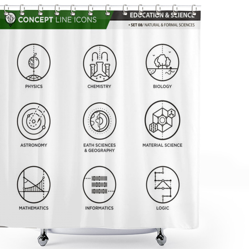 Personality  Concept Line Icons Set 7 Natural Formal Sciences Shower Curtains