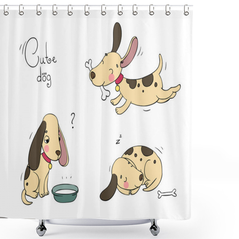 Personality  Funny Cartoon Dogs Shower Curtains