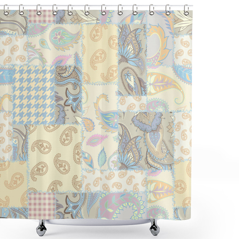 Personality  Geometric Patchwork Pattern Of A Squares. Shower Curtains