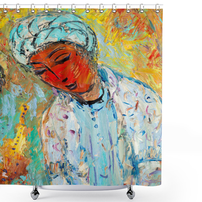 Personality  Ethnography, M.Sh. Khaziev. Artist Picture Painted In Oils. Orie Shower Curtains