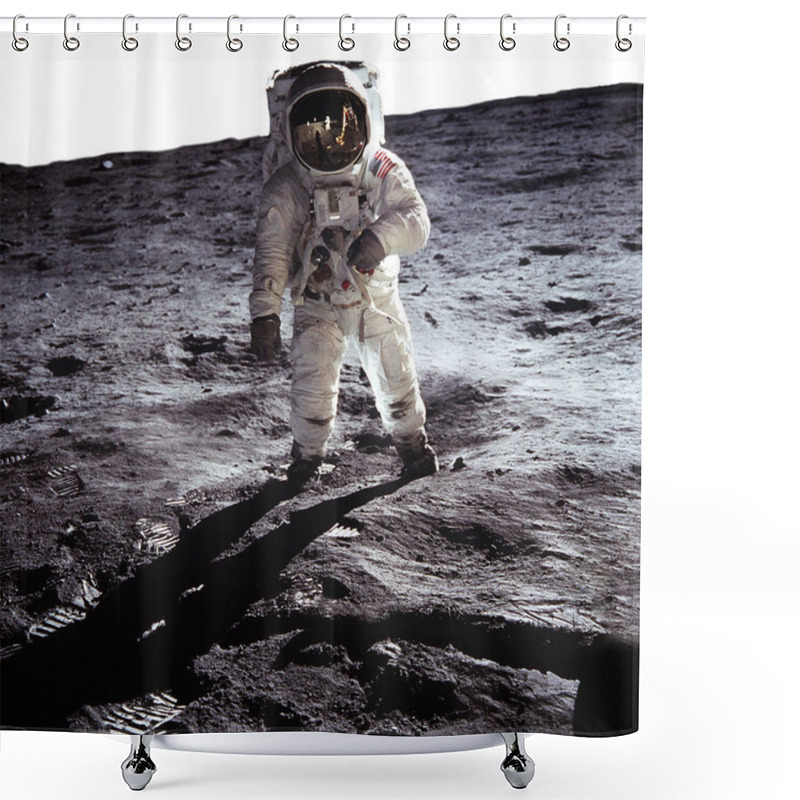 Personality  The First Man On The Moon. Cosmonaut. The Photo Taken From NASA Shower Curtains