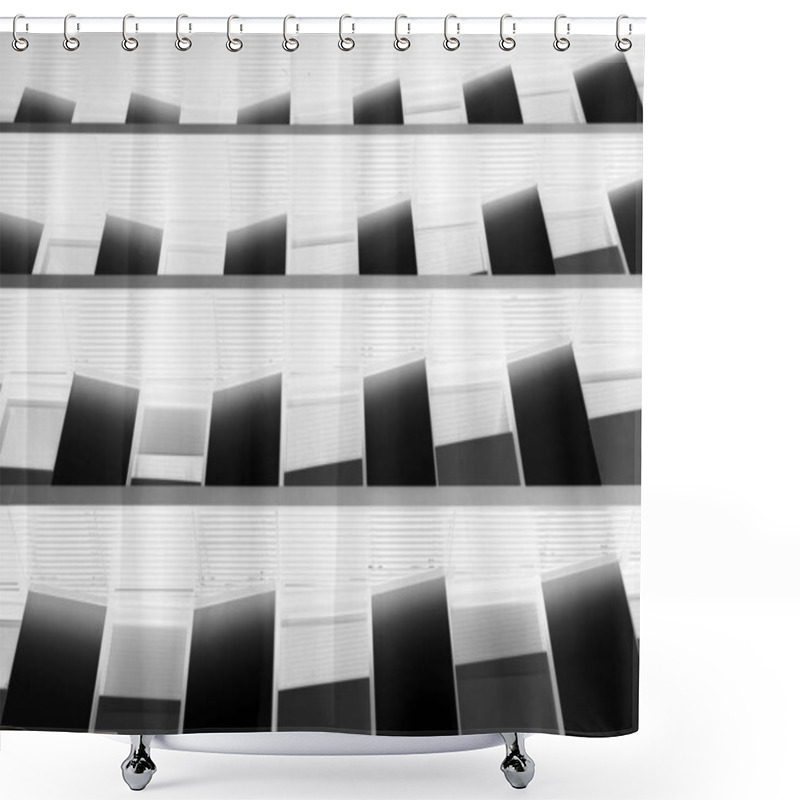 Personality  Modern Futuristic Abstract Negative Image Architecture Concept Background With Geometric Angled Windows Shower Curtains