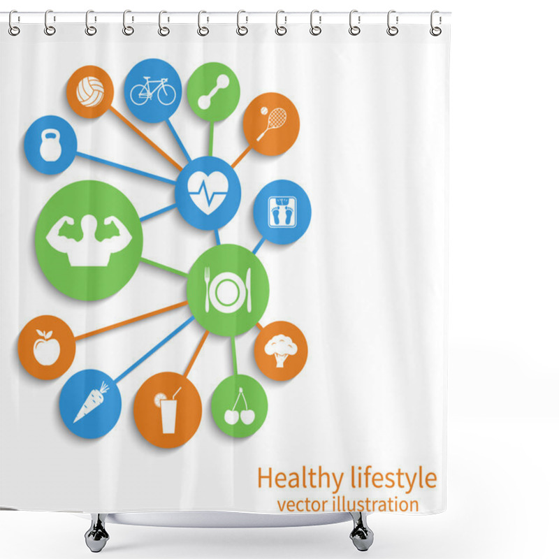 Personality  Healthy Lifestyle Background. Concept Health, Sport Shower Curtains