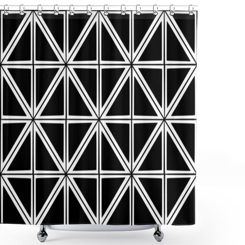 Personality  Black And White Rhythmic Seamless Pattern. Vector Illustration Shower Curtains