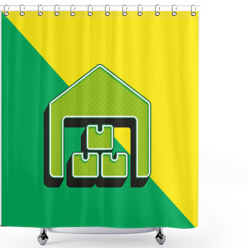 Personality  Boxes Green And Yellow Modern 3d Vector Icon Logo Shower Curtains