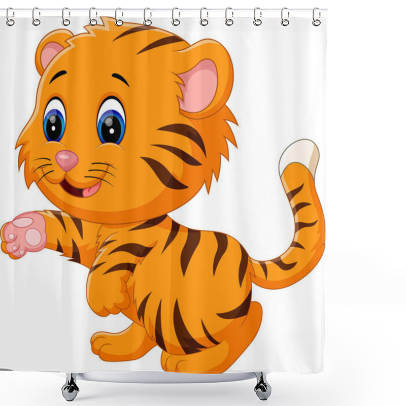 Personality  Illustration Of Cute Baby Tiger Shower Curtains