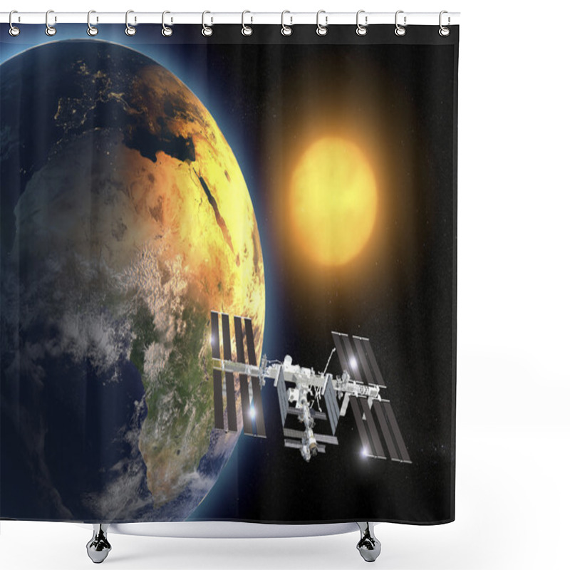 Personality  International Space Station In Orbit Around The Earth. Shower Curtains