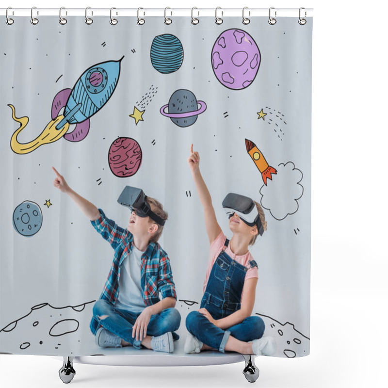 Personality  Children Using Virtual Reality Headsets Shower Curtains