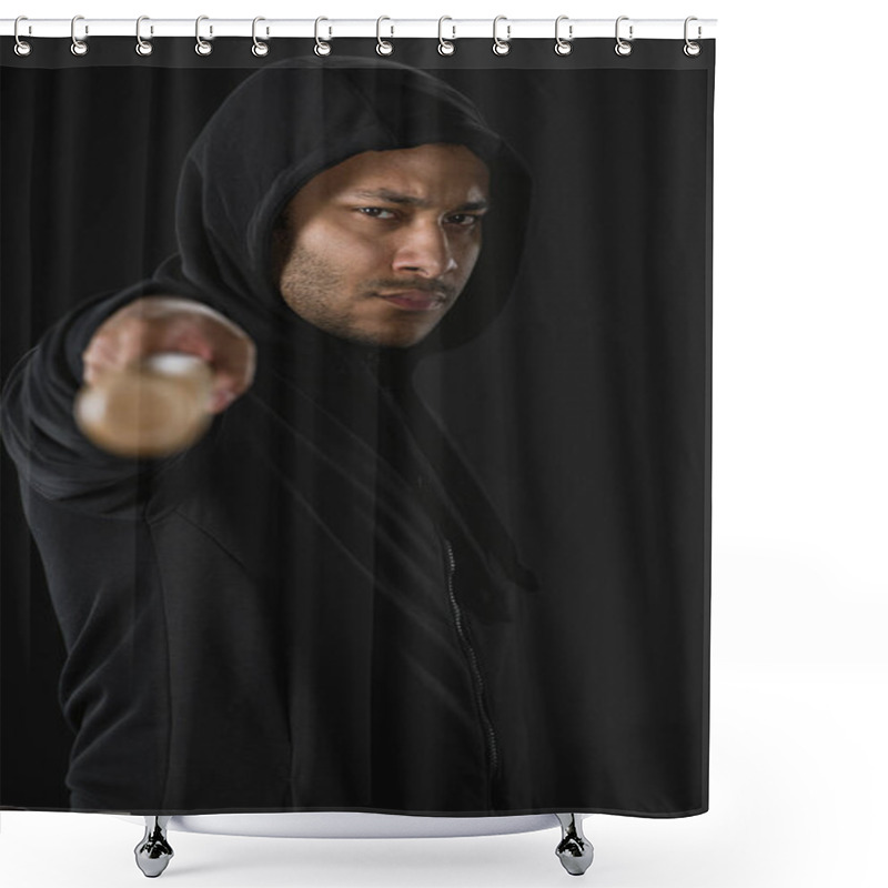 Personality  African American Robber With Baseball Bat Shower Curtains