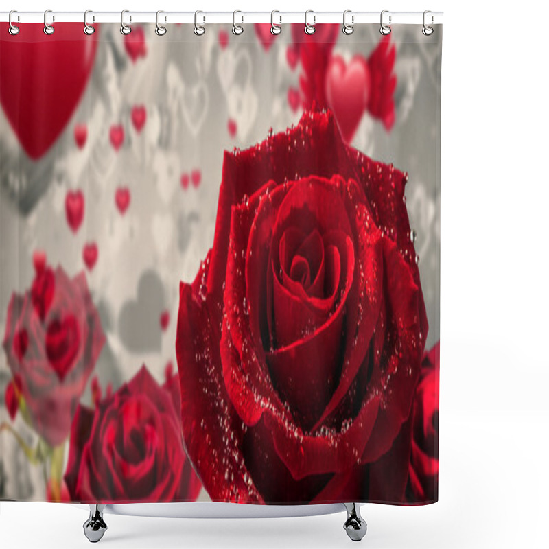 Personality  Rose Against Love Heart Pattern Shower Curtains