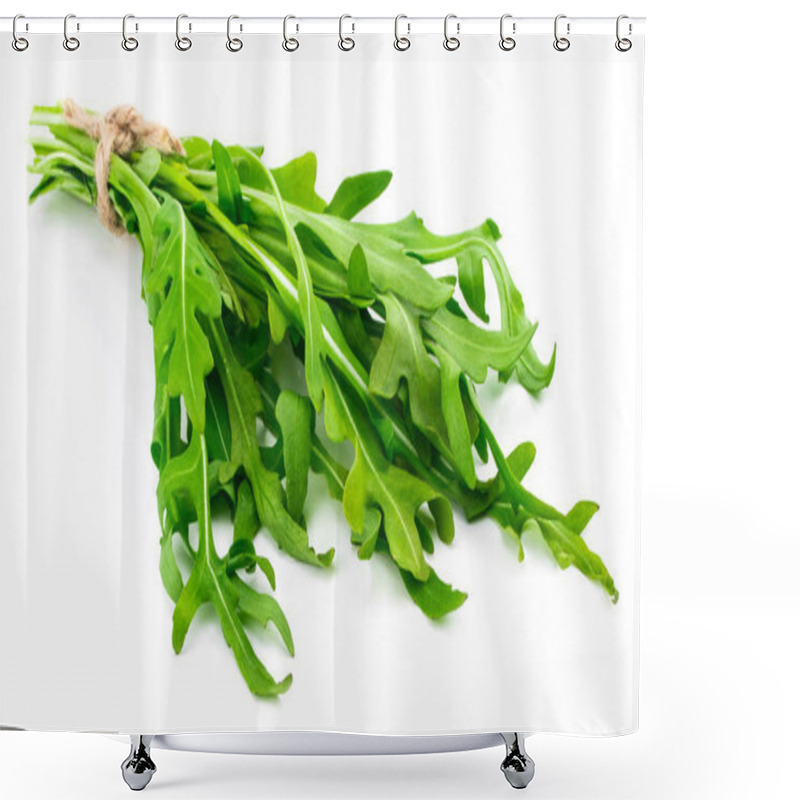 Personality  Green Fresh Rucola Leaves Isolated On White Background. Rocket S Shower Curtains