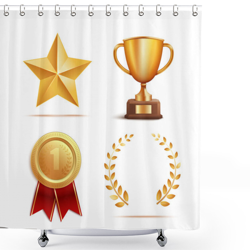 Personality  Icon And Symbol Award, Prize And Trophy Set. Shower Curtains