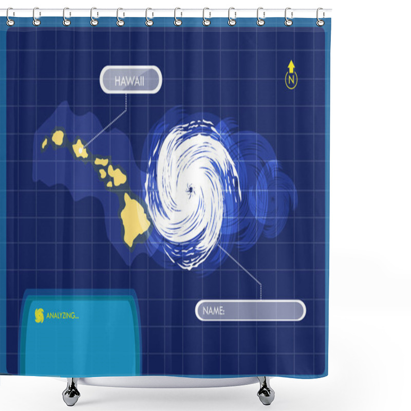 Personality  Hawaii Islands Map With Eye Of Typhoon Shower Curtains