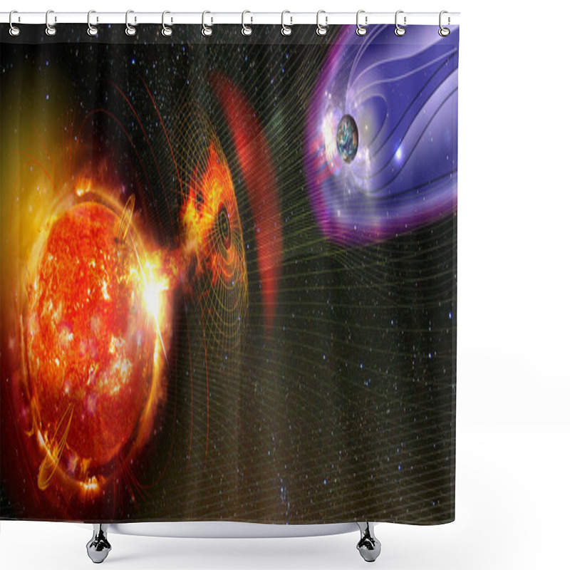 Personality  Earth's Magnetic Field Against Sun's Solar Wind, Flow Of Particles. Element Of This Image Is Furnished By NASA Shower Curtains