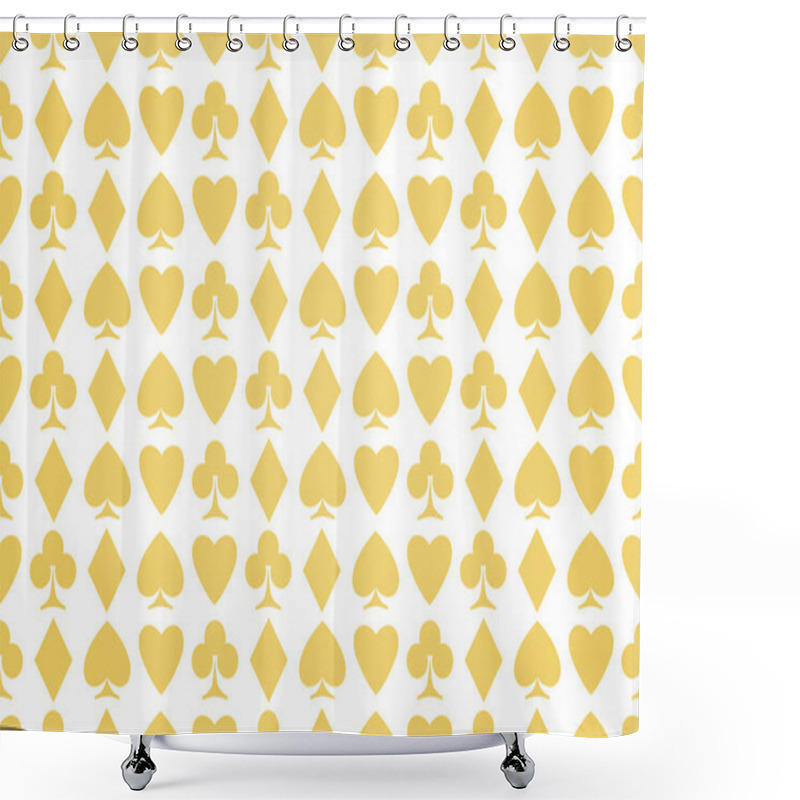 Personality  Seamless Pattern Of Playing Card Suits On White Shower Curtains