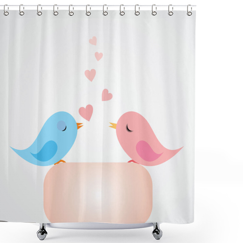 Personality  Vector Cartoon Birds In Love Shower Curtains