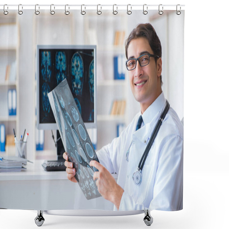 Personality  Doctor Radiologist Looking At X-ray Images Shower Curtains