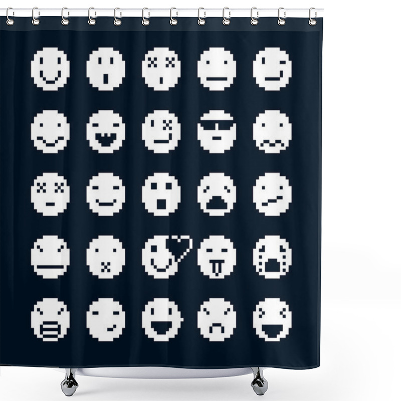 Personality  Collection Of Simple Geometric Pixel Symbols Shower Curtains