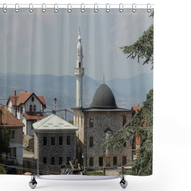 Personality  View Of The Mosque Minaret In The Old Town Of Ohrid North Macedonia Shower Curtains