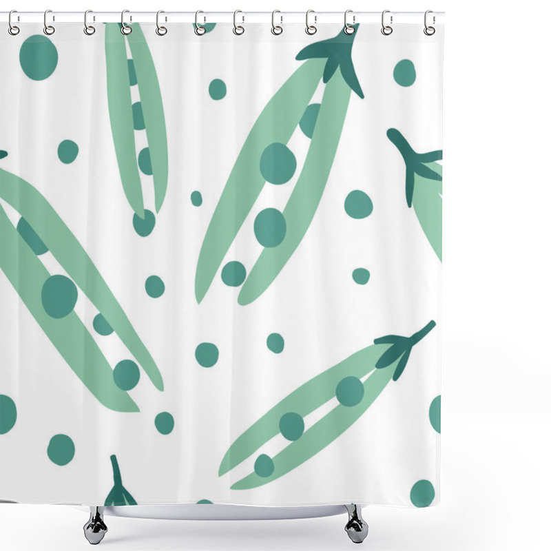 Personality  Doodle Green Peas Vector Seamless Pattern Shower Curtains