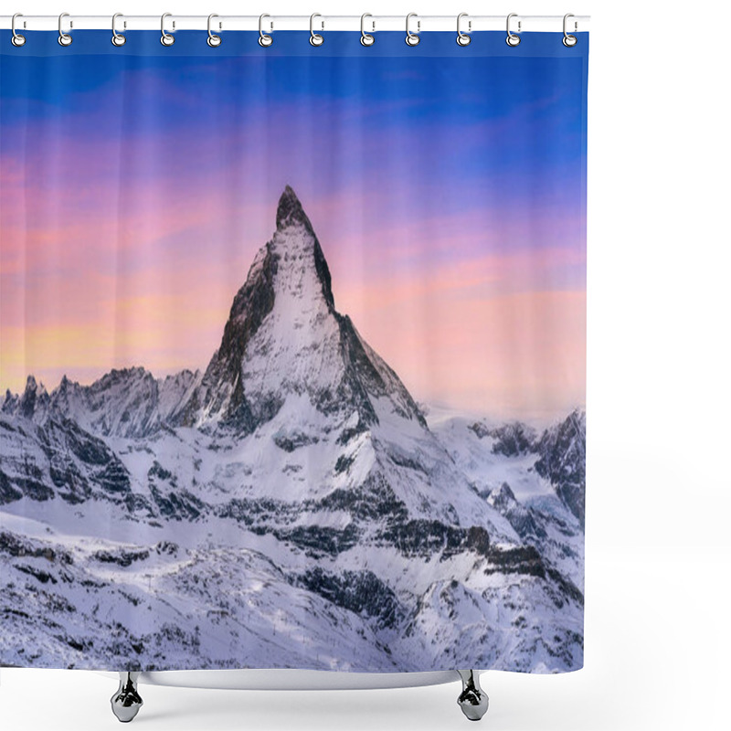 Personality  Matterhorn And Swiss Alps In Zermatt, Switzerland. Matterhorn At Sunset. Shower Curtains