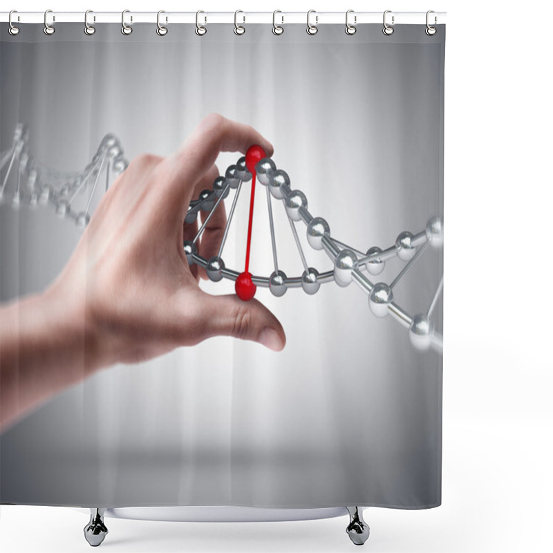 Personality  Hand Holding Capsule With Sample DNA Shower Curtains