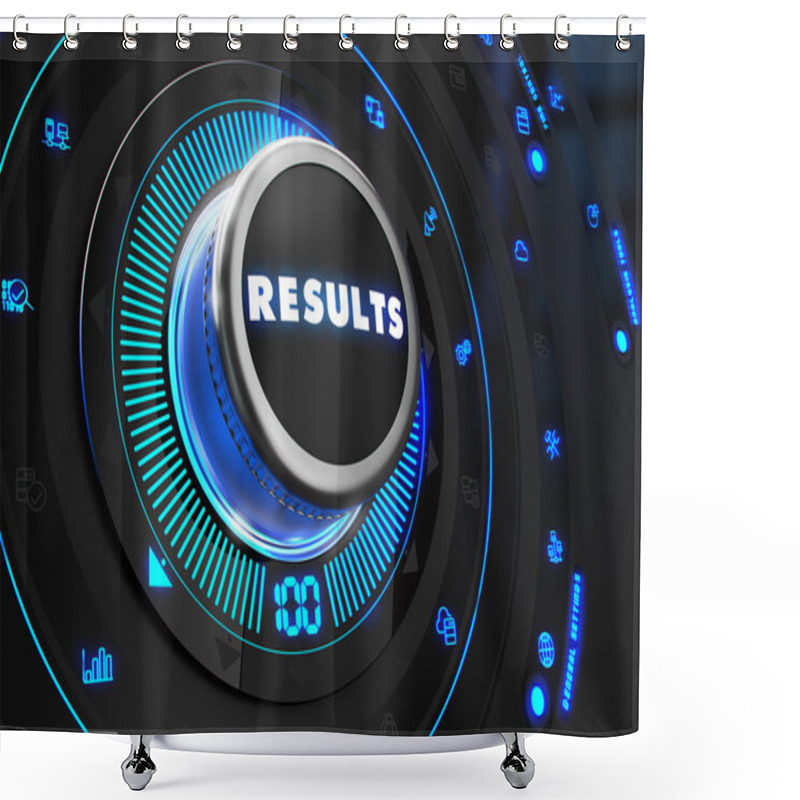 Personality  Results Controller On Black Control Console. Shower Curtains