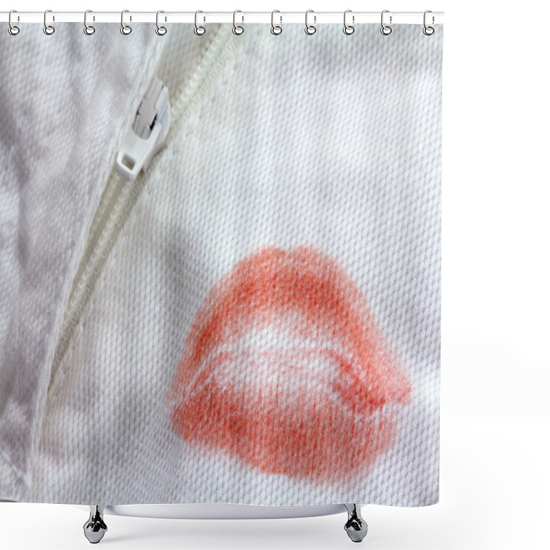 Personality  Red Lipstick On A White Pants Shower Curtains