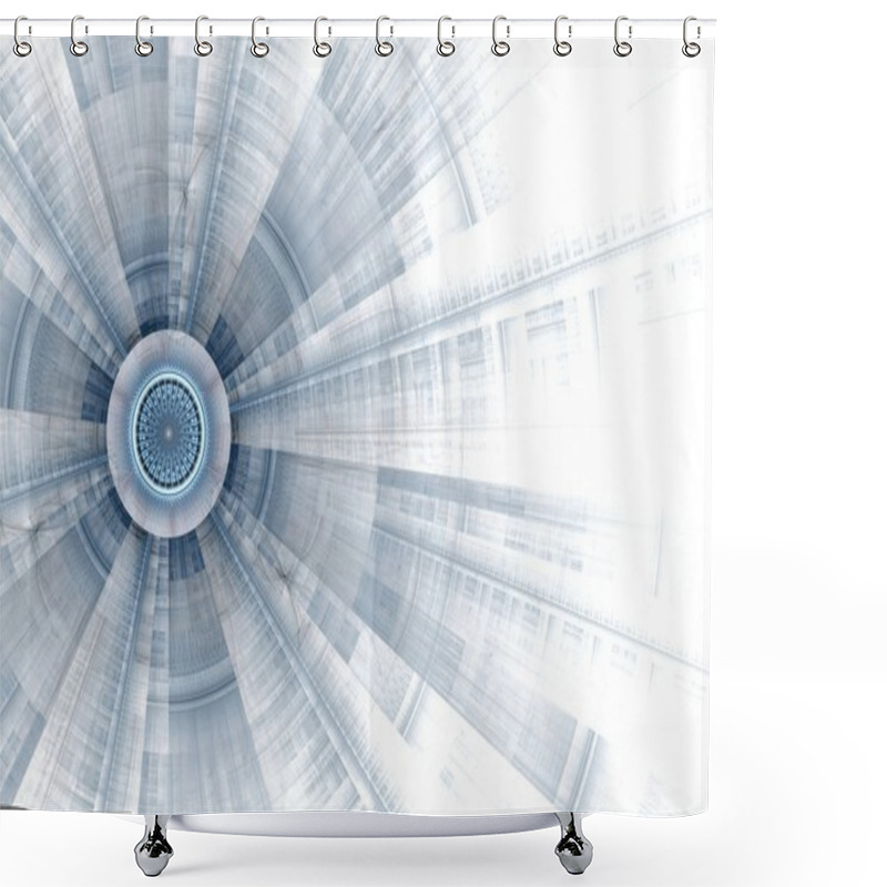 Personality  Computer Generated Illustration Rendered Fractal Solar Blue Shower Curtains