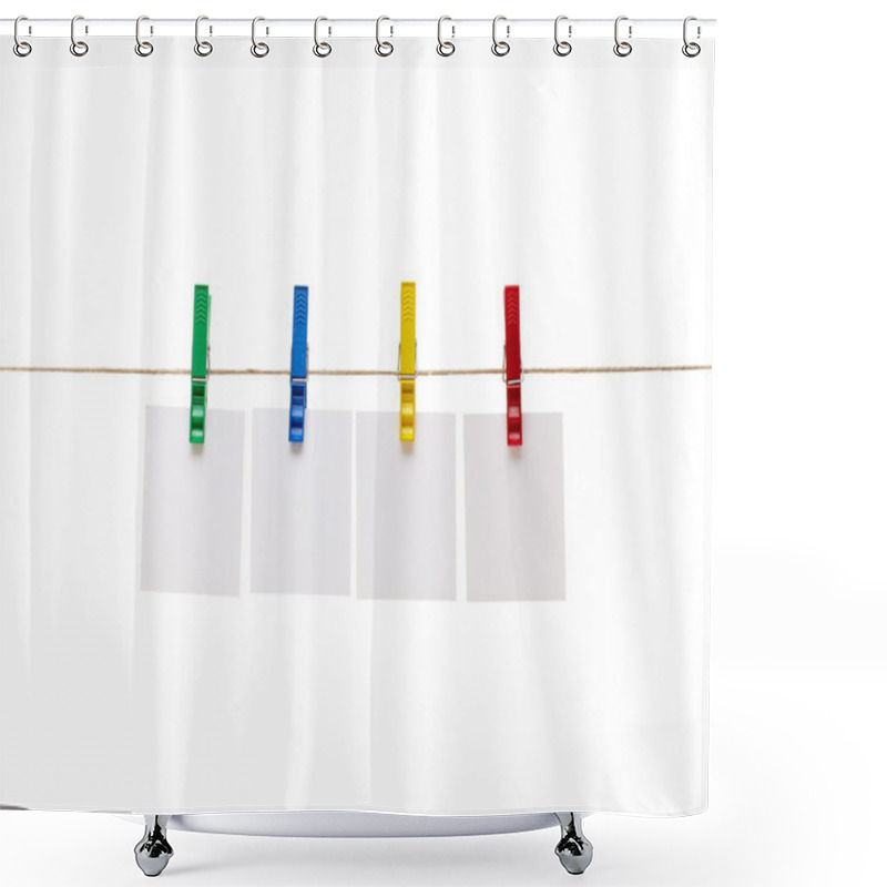 Personality  Clothes Peg And Note Paper On Clothes Line Rope Shower Curtains