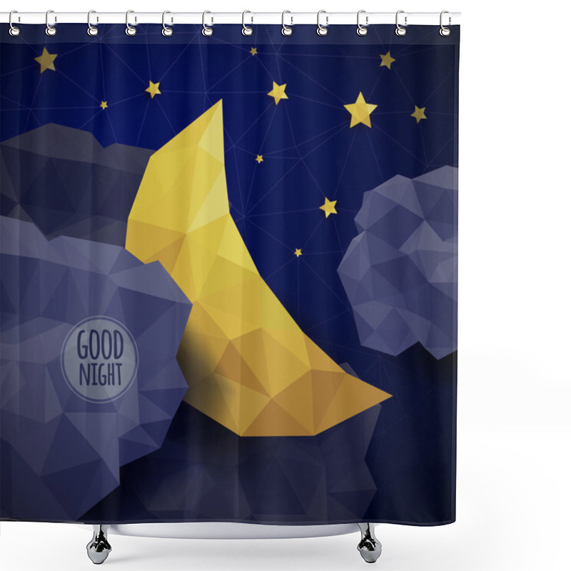 Personality  Triangle Background With Clouds, The New Moon And The Stars Shower Curtains