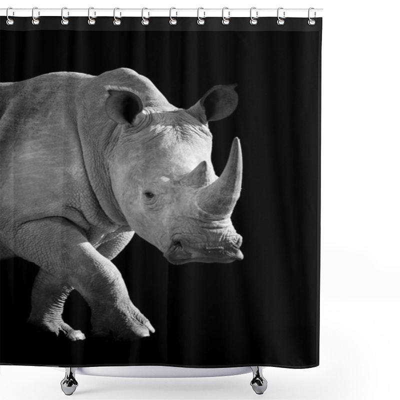 Personality  Rhino On Dark Background Shower Curtains