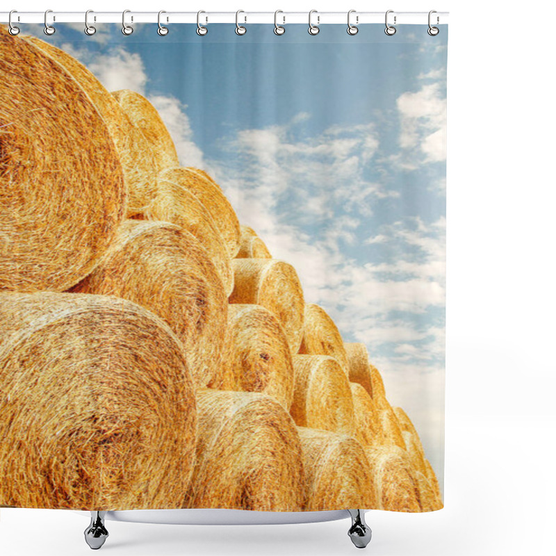 Personality  Bales Of Hay On The Autumn Background Shower Curtains