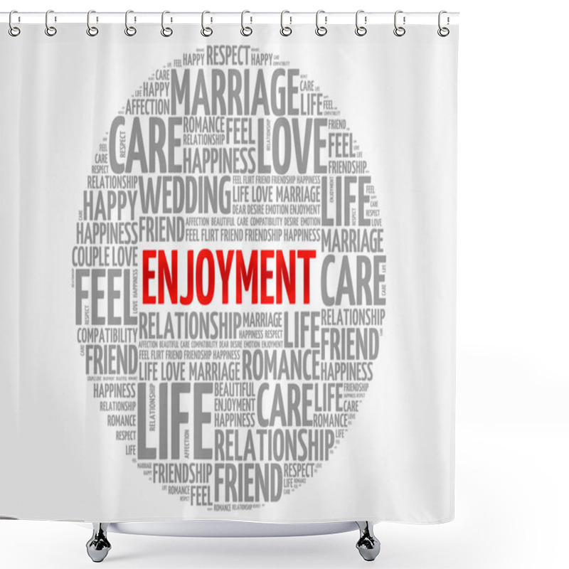 Personality  Enjoyment Circle Word Cloud Collage Concept Shower Curtains