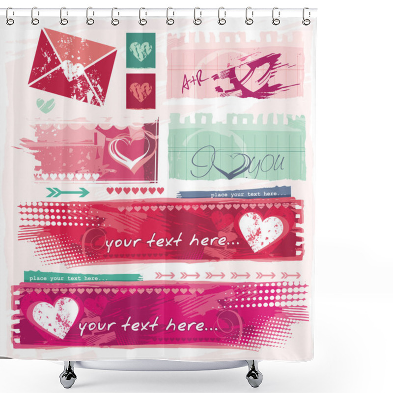 Personality  Grungy Valentine And Dating Site Banners Shower Curtains