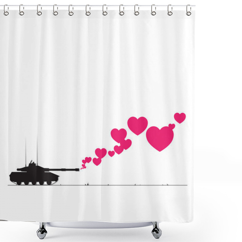 Personality  Abstract Vector Illustration With Tank And Hearts. Shower Curtains