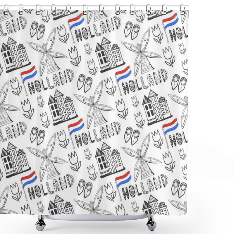 Personality  Seamless Pattern With Holland Culture Elements. Shower Curtains