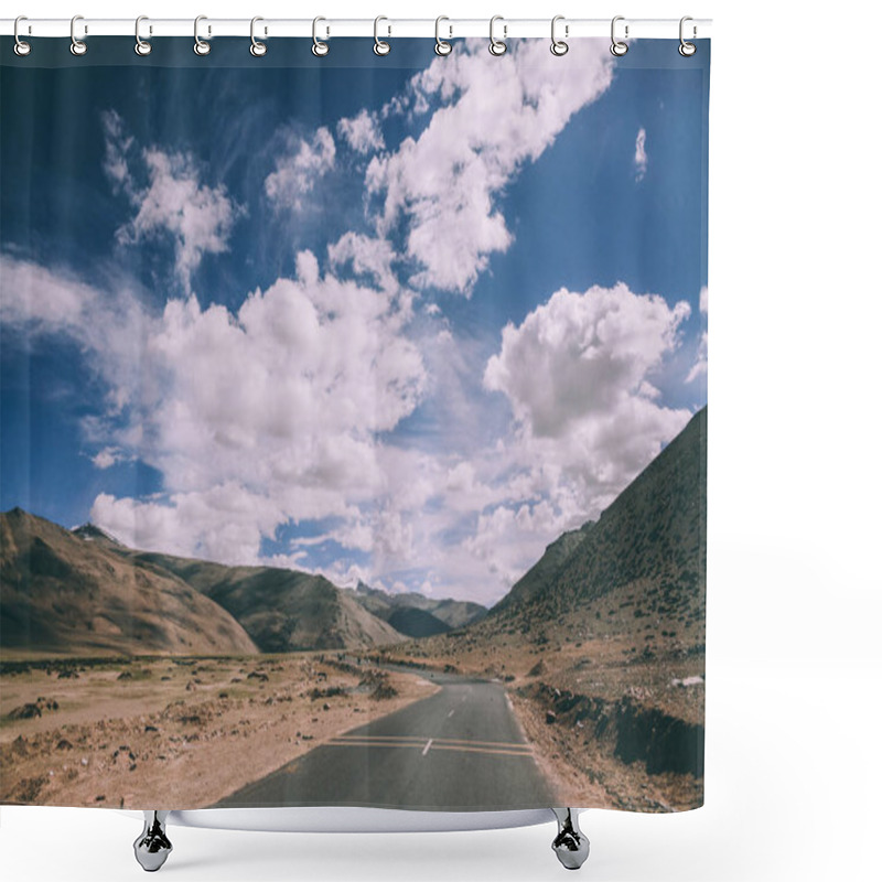 Personality  Empty Asphalt Mountain Road In Indian Himalayas, Ladakh Region  Shower Curtains