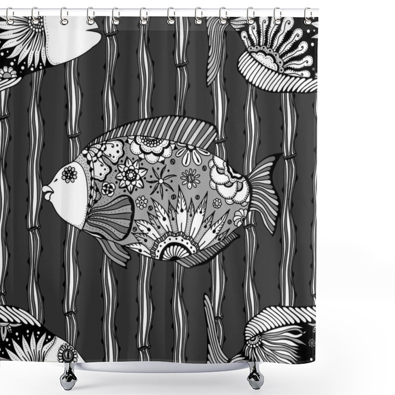 Personality  Background Of Abstract Fish Shower Curtains