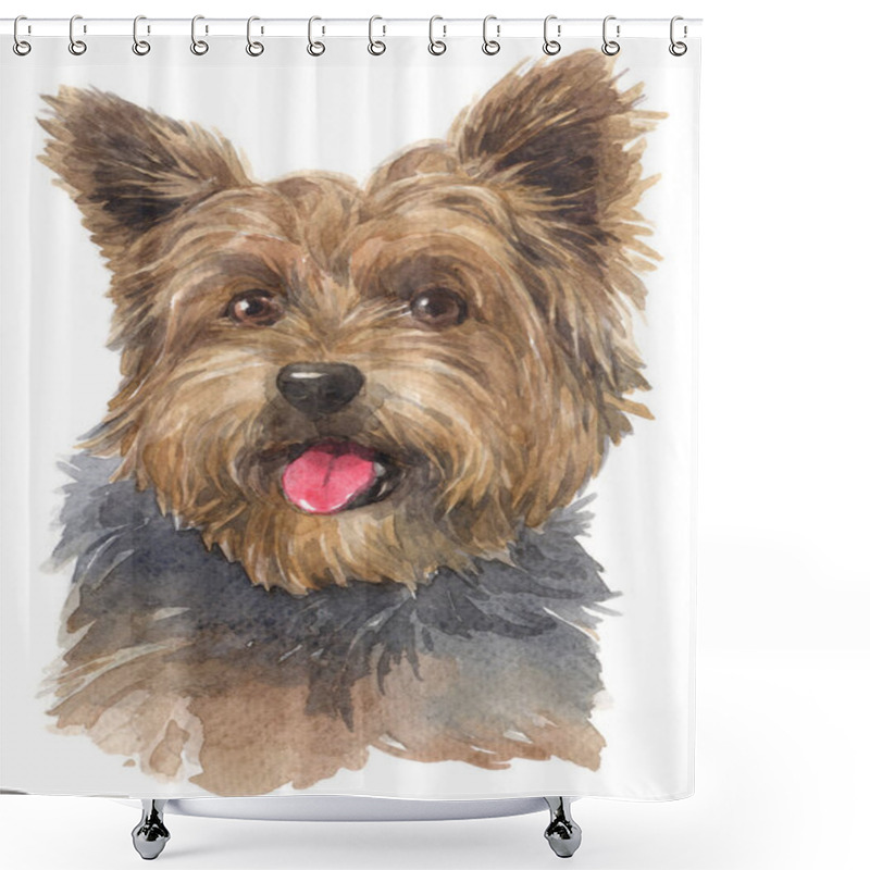 Personality  Water Colour Painting Of Yorkshire Terrier 008 Shower Curtains