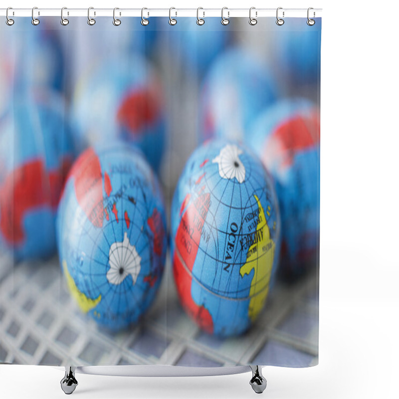 Personality  Germany,Close Up Of Many Earth Globes Shower Curtains