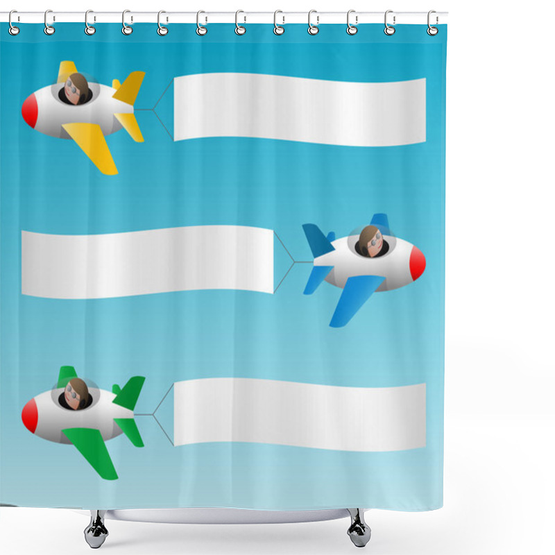 Personality  Three Planes Pull Banners Shower Curtains