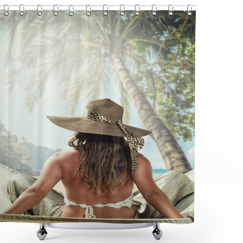 Personality  Young Beautiful Woman Relaxing In The Hammock Shower Curtains