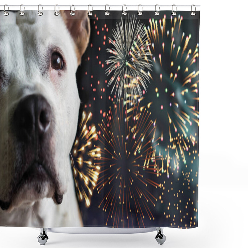 Personality  Dog Afraid Of Fireworks. Please Don't Throw Firecrackers I'm Afraid Shower Curtains