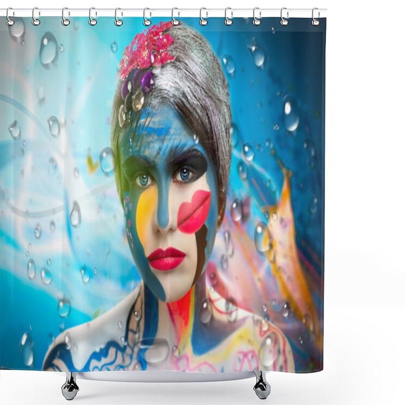 Personality  Beauty Make Up Woman Shower Curtains