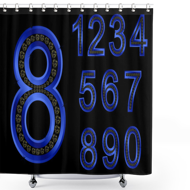 Personality  Number Set, Golden With Diamonds Shower Curtains