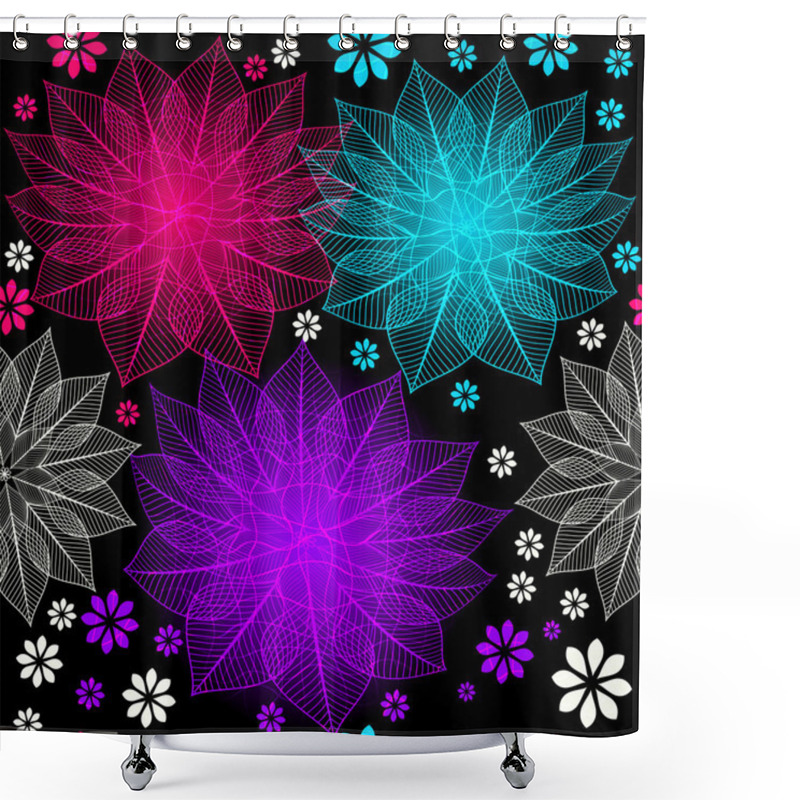 Personality  Seamless Floral Dark Pattern Shower Curtains