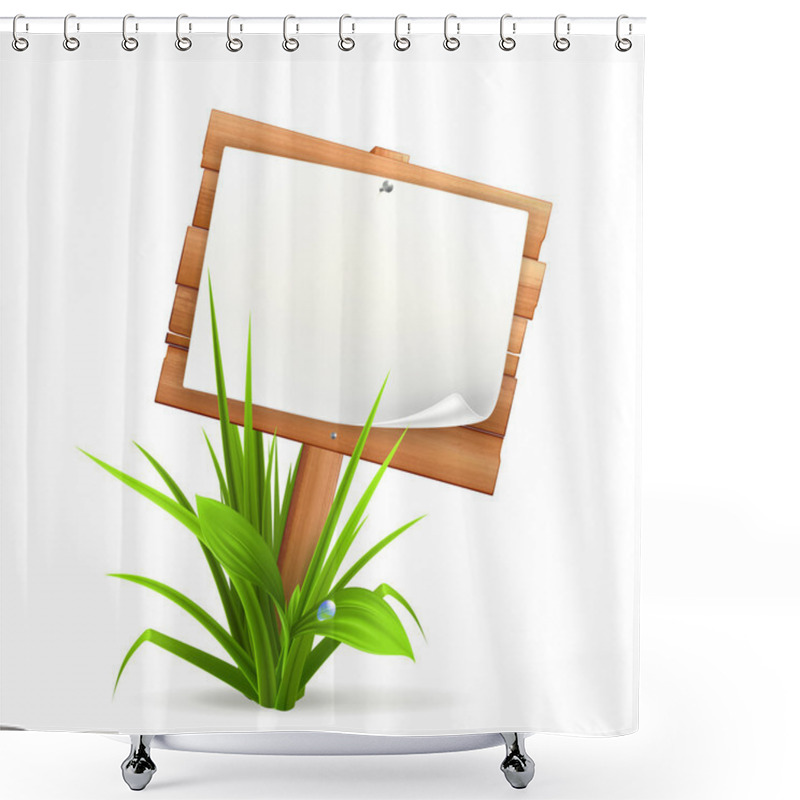 Personality  Wooden Sign In Grass Shower Curtains